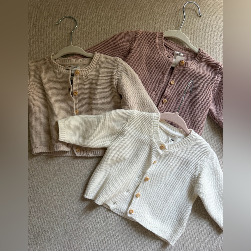 H&M Knit Button-Front Cardigans - White, Taupe, Mauve